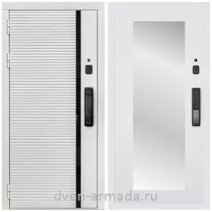 Одностворчатые входные двери, Умная входная смарт-дверь Армада Каскад WHITE МДФ 10 мм Kaadas K9 / МДФ 16 мм ФЛЗ-Пастораль, Белый матовый