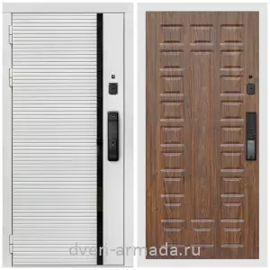 Красивые входные двери, Умная входная смарт-дверь Армада Каскад WHITE МДФ 10 мм Kaadas K9 / МДФ 16 мм ФЛ-183 Мореная береза