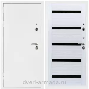 Белые, Дверь входная Армада Оптима Белая шагрень / МДФ 16 мм СБ-14 Сандал белый стекло черное