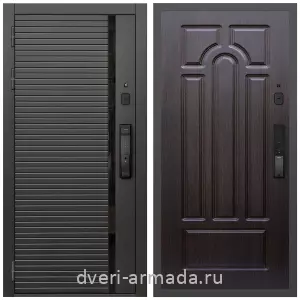 Красивые входные двери, Умная входная смарт-дверь Армада Каскад BLACK МДФ 10 мм Kaadas K9 / МДФ 6 мм ФЛ-58 Венге
