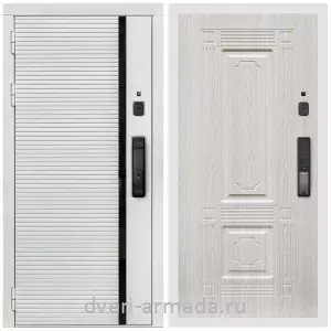 Красивые входные двери, Умная входная смарт-дверь Армада Каскад WHITE МДФ 10 мм Kaadas K9 / МДФ 16 мм ФЛ-2 Дуб белёный