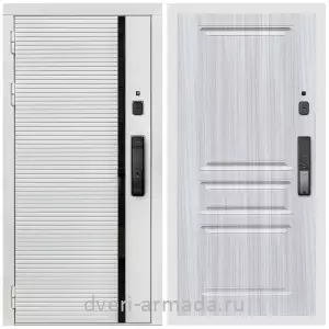 Красивые входные двери, Умная входная смарт-дверь Армада Каскад WHITE МДФ 10 мм Kaadas K9 / МДФ 16 мм ФЛ-243 Сандал белый