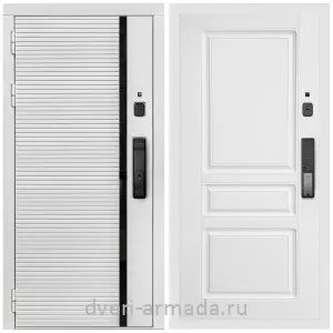 Правые входные двери, Умная входная смарт-дверь Армада Каскад WHITE МДФ 10 мм Kaadas K9 / МДФ 16 мм ФЛ-243 Белый матовый