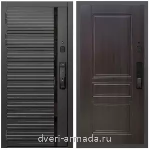 Красивые входные двери, Умная входная смарт-дверь Армада Каскад BLACK МДФ 10 мм Kaadas K9 / МДФ 6 мм ФЛ-243 Эковенге