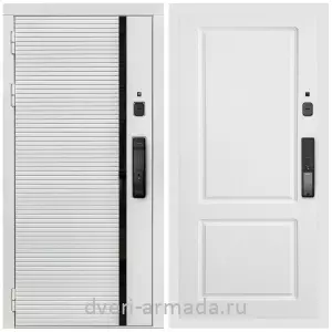 Правые входные двери, Умная входная смарт-дверь Армада Каскад WHITE МДФ 10 мм Kaadas K9 / МДФ 16 мм ФЛ-117 Белый матовый