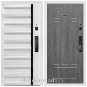 Красивые входные двери, Умная входная смарт-дверь Армада Каскад WHITE МДФ 10 мм Kaadas K9 / МДФ 6 мм ФЛ-58 Дуб Филадельфия графит