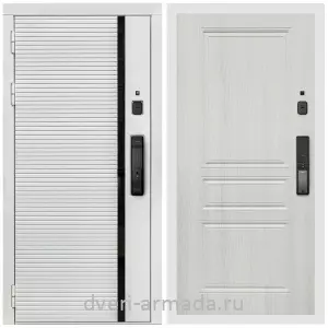 Красивые входные двери, Умная входная смарт-дверь Армада Каскад WHITE МДФ 10 мм Kaadas K9 / МДФ 6 мм ФЛ-243 Лиственница беж