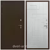 Дверь входная утепленная для загородного дома Армада Термо Молоток коричневый/ МДФ 16 мм ФЛ-57 Белый жемчуг